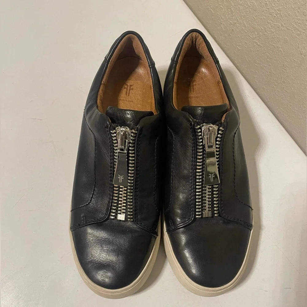 Frye Lena Low Top‎ Platform Zipper Leather Sneakers
